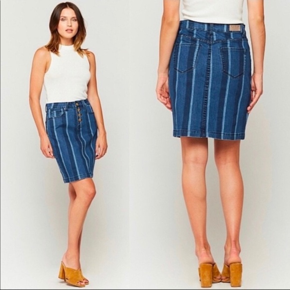 Maeve by Anthro | Striped Denim Skirt | Size 0